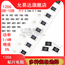 1206 Chip resistance accuracy 5% Resistance value Resistance value 0R~10R 1R 2R2 3R3 4R7 5R1(100 only)