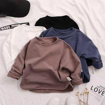 2021 Autumn New Small Children Baby round neck T-shirt childrens Joker shirt men and women long sleeve base shirt T