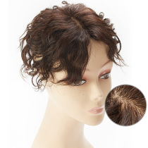 Wig piece top hair replacement piece female cover white hair invisible no trace hair short curly hair middle-aged and elderly real hair replacement block