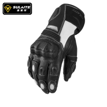 Winter motorcycle riding leather gloves men plus velvet cold locomotive racing Knight equipment thickened waterproof and warm