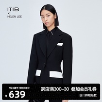 Weiya recommends Li Hongyan designer joint design sense niche black and white stitching casual suit jacket woman