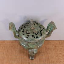 Slave Tang Han Period Bronze Upright Bird Smoked Oven Tripod Antique Collection Swing Piece Old Objects Pick Up Real Goods Old Stock