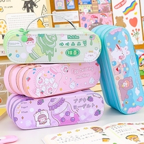 Pencil bag girls New ins Japanese three layers cute girls large capacity stationery box Primary School students 2021 popular