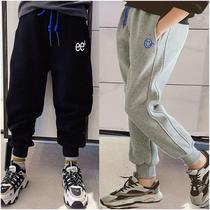 Boys sweatpants childrens pants young childrens spring and autumn loose bunch feet cotton casual wearing warm trousers
