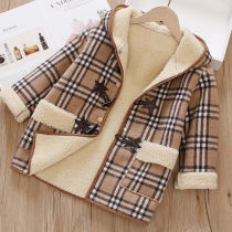 Girl 2022 New Coat Autumn Winter Clothing Children Foreign Air Lamb Hair Thickening the big coat baby with a long one in the hat
