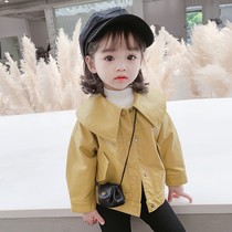 1 Childrens leather Net red 2020 new girls autumn coat fashionable spring and autumn female treasure Princess motorcycle jacket