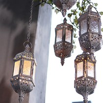 Spot Wholesale Eurostyle Iron Art Hanging Candleholder Pendulum glass Burst Wedding home Moroccan wax candle holder