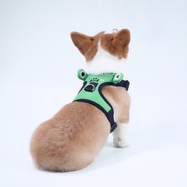 New Frog Embroidered Sandwich Mesh Pooch Chest Harness Coketeddy Traction Vest Adjustable Spot Generation