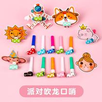 Blow Dragon Whistle Kindergarten Cartoon Safety Flex Cute Blow Little Whistle Creative Birthday Toy Children Blow up Roll
