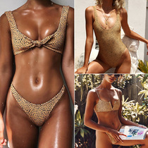 2019 New Women BAO WEN bikini breast knotted swimsuit womens one-piece halter swimsuit one-piece bikini