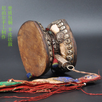 Nepal hand-made exquisite wooden copper-clad tambourine brittle bone copper-clad sheepskin drum tone