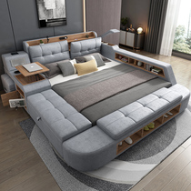 Science and technology cloth bed Master bedroom tatami rice bed Modern simple double bed Light luxury fabric bed Multi-function storage wedding bed