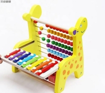 Multifunctional wooden bead flip plate small long neck calculation frame for childrens early education Abacus counting frame