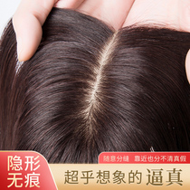 Wig female summer head replacement film middle-aged and elderly mother hand needle real hair block white hair additional hair volume one piece without trace