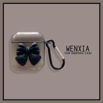 Wen Xia ins cool beauty dark dark three-dimensional bow suitable for Airpods protective cover transparent 2 3 generation Pro Apple wireless Bluetooth earphone cover anti-drop silicone ear cap soft anti-fall female style