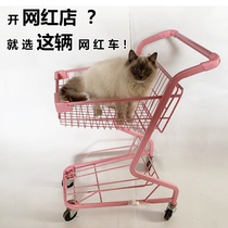 Supermarket shopping cart trolley net red pink shopping cart net red shop decoration photo stall flower shopping cart