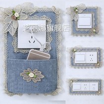 Eurostyle switch protective sleeve minimalist modern cloth art lace switch patch wall stick-free with mobile phone socket decoration free of sticking