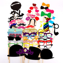 Cross-border 58 photo props Red lip paper beard party Wedding Christmas Day glasses mask