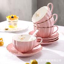 Eurostyle small light lavish single black tea coffee cup saucer Ceramic Lower Afternoon Tea Tea Set Cup Tableware Home Wholesale