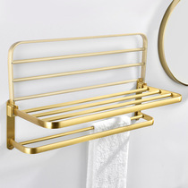 Golden bathroom towel rack towel rack non-perforated toilet rack wall-mounted toilet Nordic creative