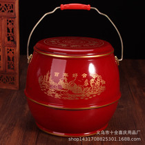 Wedding children and grandchildrens red plastic toilet childrens sun treasure bucket hundred years of good wedding dowry childrens sun bucket