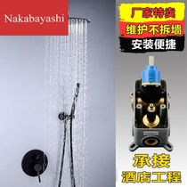 Dark black two-function shower shower set 8 inch 10 inch 12 inch round top spray set AL1049