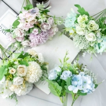  Nordic hand-held simulation bouquet dried flower decoration fake flower plastic flower living room bedroom dining table mixed flower arrangement decoration