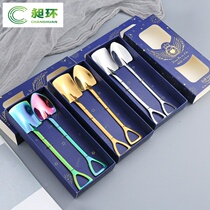 Creative stainless steel shovel spoon ins Wind watermelon spoon dessert spoon ice cream ice cream scoop shovel flat tip spoon