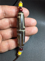 TOFU Hall@(Special OFFER)Tibetan old style four-eyed meditation beads long 55MM Agate raw ore black and white
