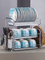 Stainless steel bowl rack Drain rack drying chopsticks dishes and dishes storage drawer-type household kitchen shelf