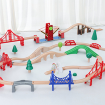 Childrens wooden track train scene Bridge suspension bridge BRIO accessories bulk wood educational toys compatible with EDWONE