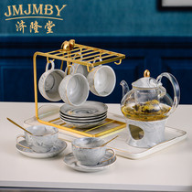 Nordic boiled fruit tea heat-resistant glass bubble teapot candle heated flower tea set set English afternoon tea