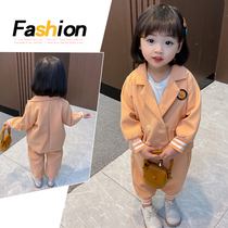 2021 New Girl suit baby Korean solid color casual slim suit suit spring and autumn two-piece tide