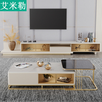 2021 new light luxury rock plate coffee table TV cabinet combination small apartment modern simple Italian marble living room