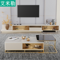  2021 new light luxury rock board coffee table TV cabinet combination small apartment modern simple Italian marble living room