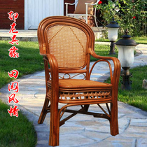 Balcony Teng chair three-piece home Teng chair rattan living room back chair real Vine single leisure tengpai rattan chair