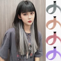 Hanging ear perm dyed wig piece can tie the ponytail false hair strip Highlighted sticky invisible one-piece colored long straight hair