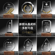 Creative crystal trophy medals customized solid wood trophy lettering awards Teachers Day awards souvenirs