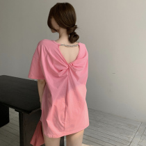 2021 summer new design sense machine halter mid-length top womens loose Korean short-sleeved T-shirt ins tide