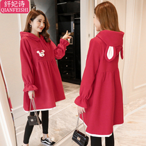 Winter maternity suit 2020 new autumn and winter fashion Korean version of loose pregnant women long sleeve jacket hooded sweater