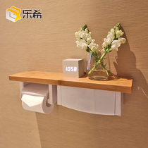 Toilet non-perforated tissue rack tissue box toilet solid wood wall-mounted roll paper tray storage rack