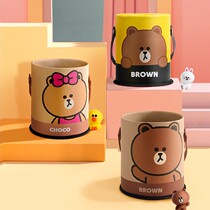Cartoon cute and creative car trash can car with multi-functional storage box waterproof leather rear storage bucket