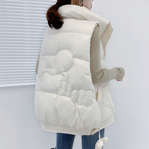 2021 New down cotton vest female Korean version of autumn and winter wear fashion trend horse clip waistcoat shoulder temperament vest