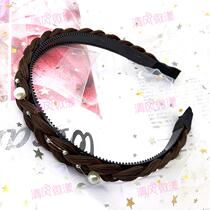New hair band womens headband wide side with teeth versatile pearl twist braid headband non-slip bangs comb hair ornament headdress