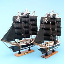 Pirate Ship Model Pure Handmade Wooden Sailing Craft Bionic Color Painting Pendulum for Mediterranean Style Home Residence Decoration