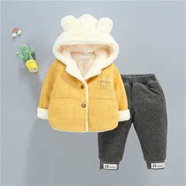 Korean baby padded cotton suit 2021 winter clothes new baby cotton padded jacket small children coat boys plus velvet girls