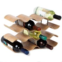 Home restaurant bar table solid wood wine rack creative wavy simple wooden wine red wine rack ornaments