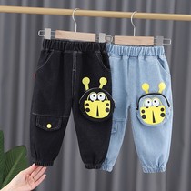 Childrens clothing boys jeans spring and autumn small childrens casual pants 2021 new female baby trousers