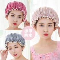 Shower cap waterproof adult womens kitchen anti-fume hood long hair thickened cute shower bath shower hat