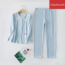  Spring and autumn cotton pit maternity clothes pregnant women pajamas long-sleeved trousers September confinement pregnancy belly thin suit
